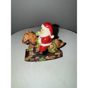 Kurt S Adler Santa Claus Rocking Horse Porcelain Hinged Trinket Box Rare - READ